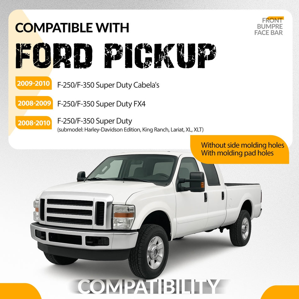 Chrome Steel Front Bumper Face Bar For Ford F250 F350 F450 Super Duty 2008-2010