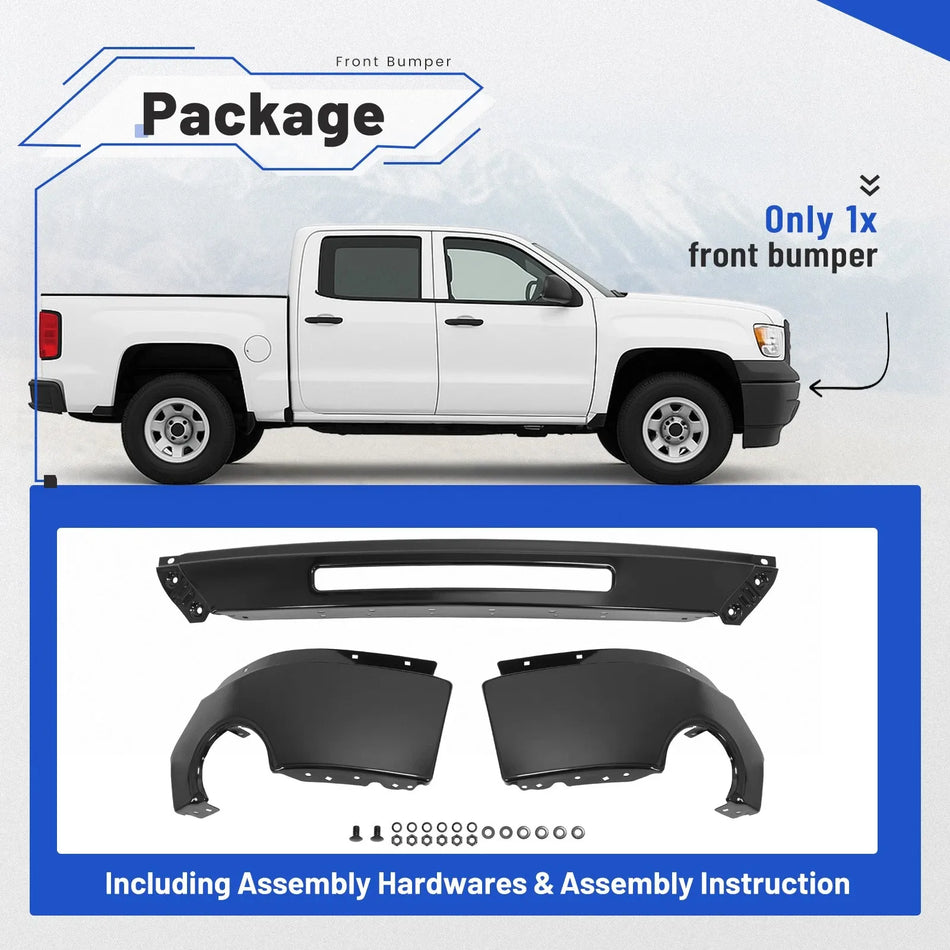 Front Bumper Face Bar For GMC Sierra 1500 2500HD 3500HD 07-13 Black Steel